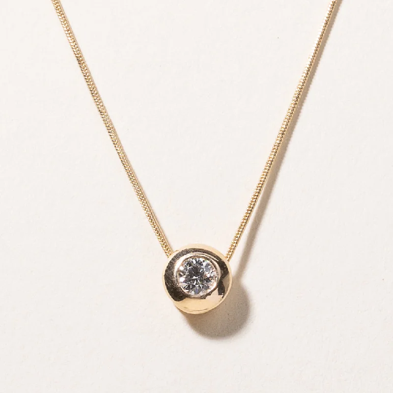 Cotton braid necklaces-10k Yellow Gold Diamond Bezel Pendant Necklace | 0.28ctw | 20"