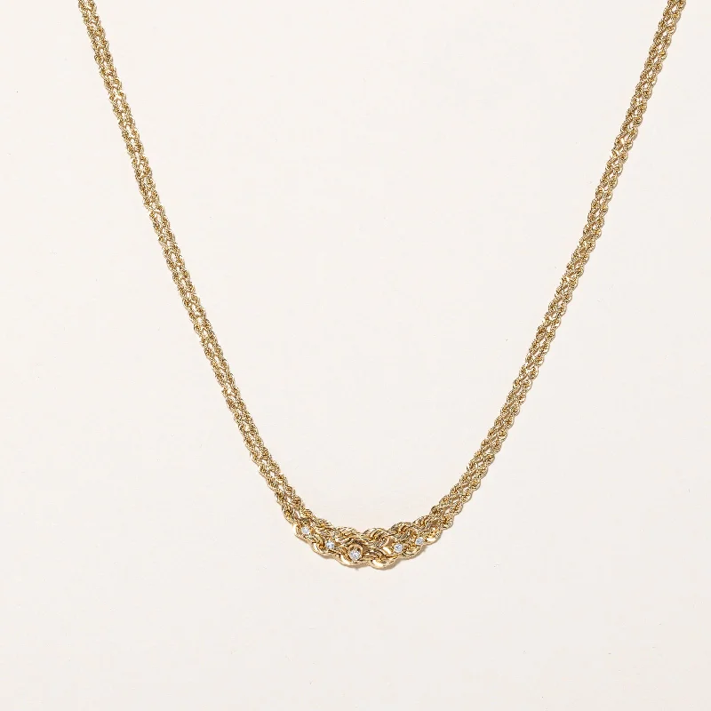 Plain cross necklaces-Diamond Woven Necklace | 0.11ctw | 16.5 |