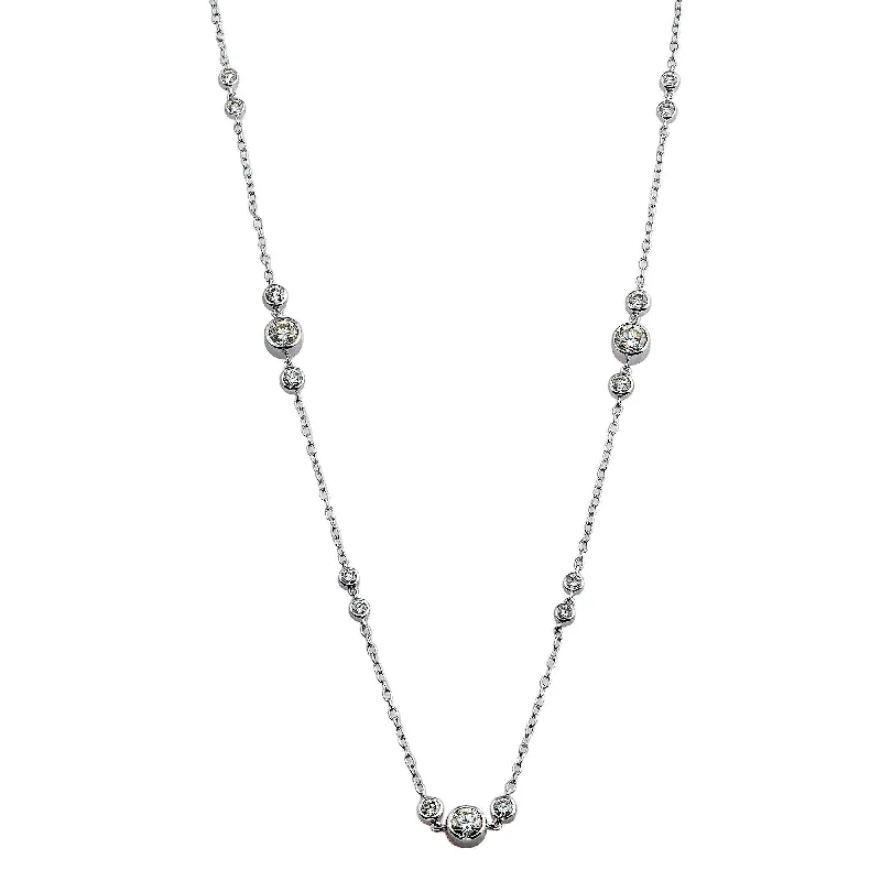 Cloud glass necklaces-Trilogy Station Necklace - 9.0Ctw.