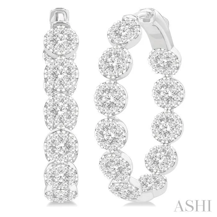 Soft threader earrings-INSIDE-OUT LOVEBRIGHT DIAMOND HOOP EARRINGS