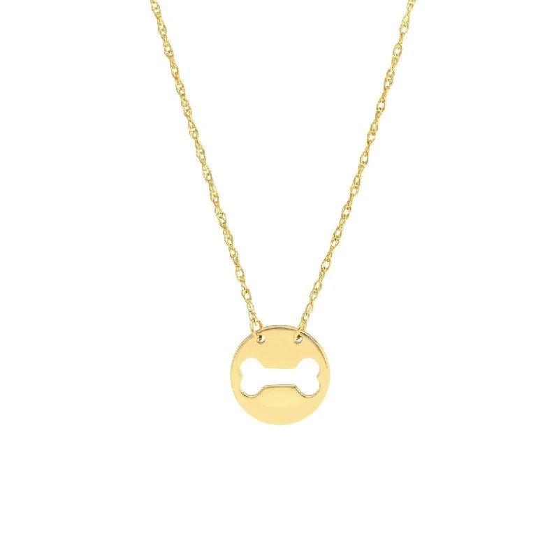 Galaxy sign necklaces-14K Yellow Gold So You Cutout Dog Bone Mini Disk Necklace