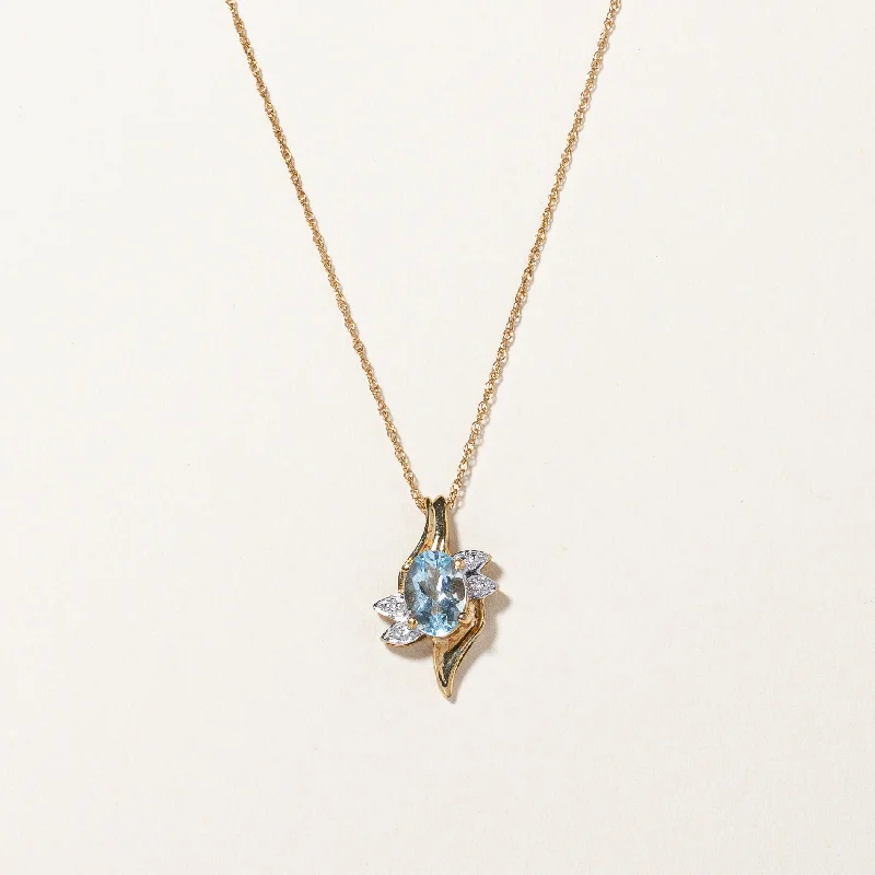 Bold bar necklaces-Aquamarine & Diamond Pendant Necklace | 0.56ct, 0.005ct | 18" |