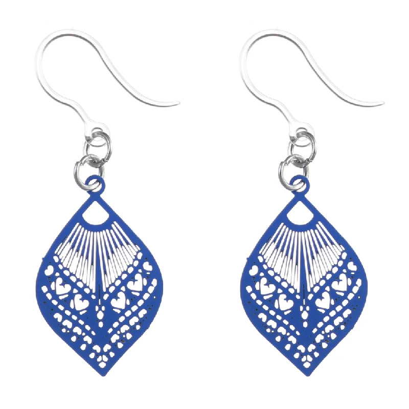 Small Peacock Dangles Hypoallergenic Earrings for Sensitive Ears Made with Plastic Posts