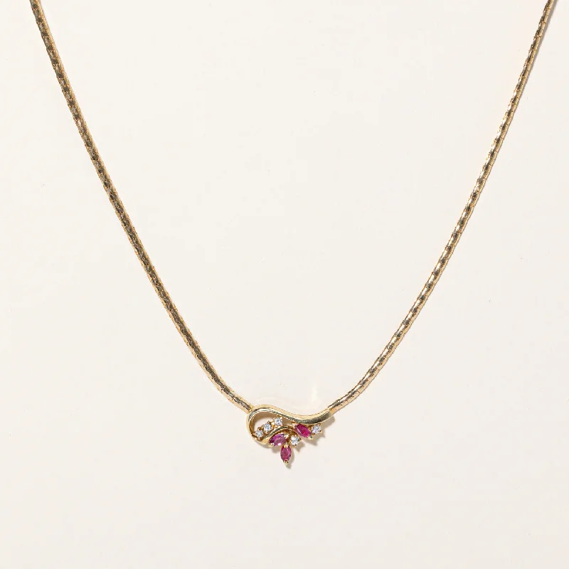 Stellar charm necklaces-Ruby & Diamond Pendant Necklace | 0.36ctw, 0.14ctw | 17" |