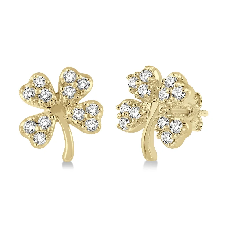 Lily motif earrings-Ashi .10ctw Diamond Clover Stud Earrings