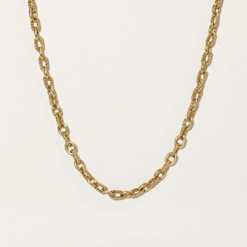 Garnet drop necklaces-18k Yellow Gold Textured Rolo Chain | 16" |