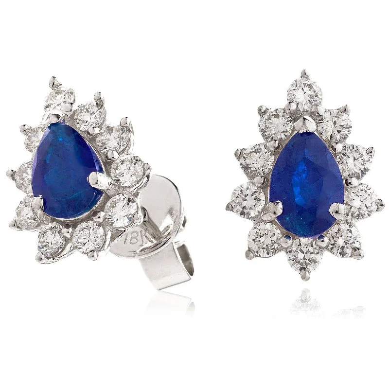 Old flair earrings-SAPPHIRE DIAMOND CLUSTER STUD EARRINGS