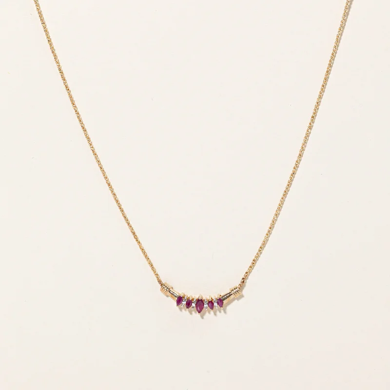 Thick chain necklaces-Ruby & Diamond Scoop Pendant Necklace | 0.50ctw, 0.08ctw | 17" |