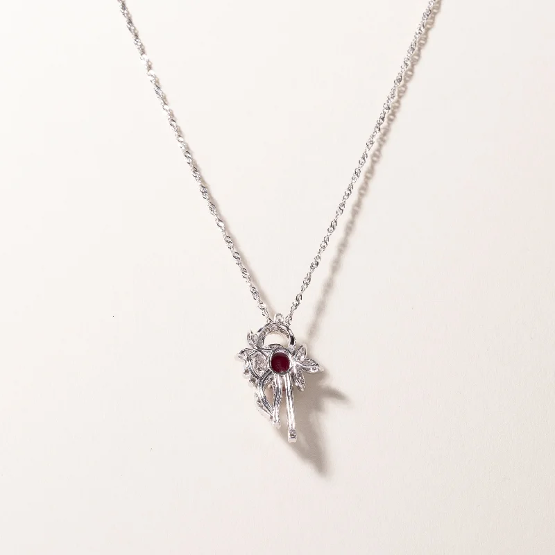 Galaxy sign necklaces-14k White Gold Ruby & Diamond Necklace | 1.65ct, 0.45ctw | 16"