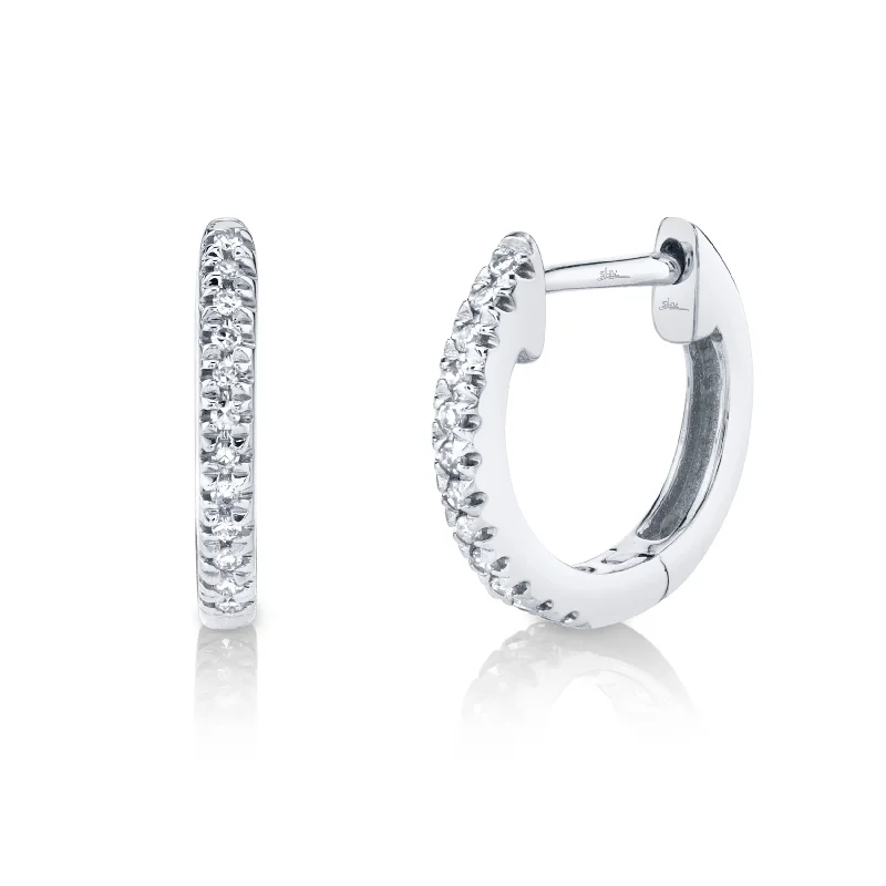 Thin pearl earrings-Shy Creation .07ctw Diamond Hoop Earrings