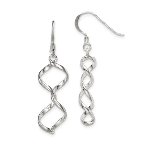 Wrapped thread earrings-Sterling Silver Fancy Twist Dangle Earrings