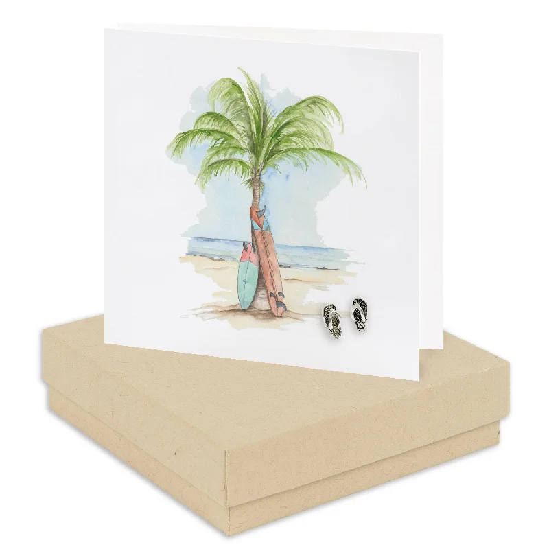 Sterling Silver Flip Flop Stud Earrings on Card - Ocean-Inspired  Gift