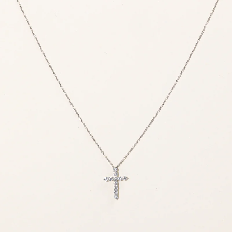 Lapis drop necklaces-'Tiffany & Co' Cross Pendant | 0.42ctw | 16" |