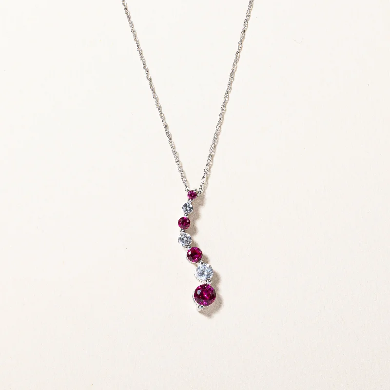 Smooth design necklaces-Synthetic Ruby & Colourless Sapphire Pendant Necklace | 0.35ctw, 0.25ctw | 18" |