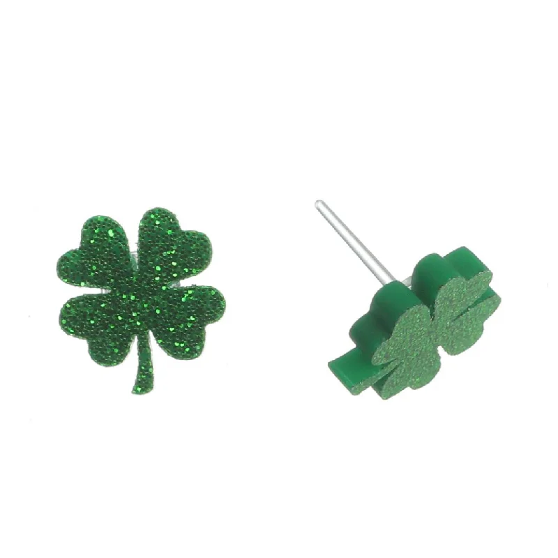 Four-Leaf Clover Studs Hypoallergenic Earrings for Sensitive Ears Made with Plastic Posts