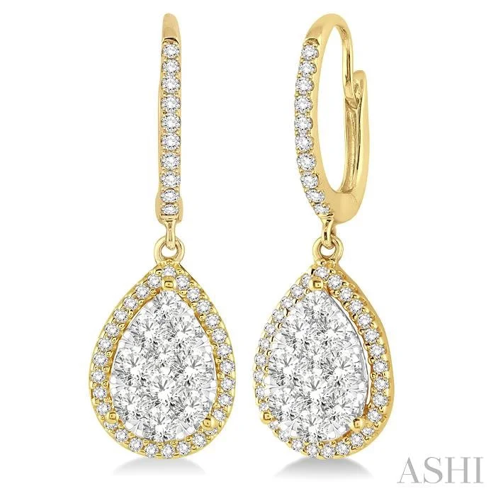 Broad hoop earrings-PEAR SHAPE HALO LOVEBRIGHT ESSENTIAL DIAMOND EARRINGS