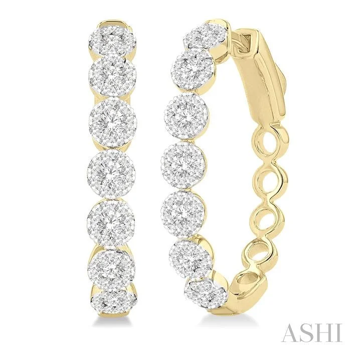 Gem weave earrings-LOVEBRIGHT ESSENTIAL DIAMOND HOOP EARRINGS