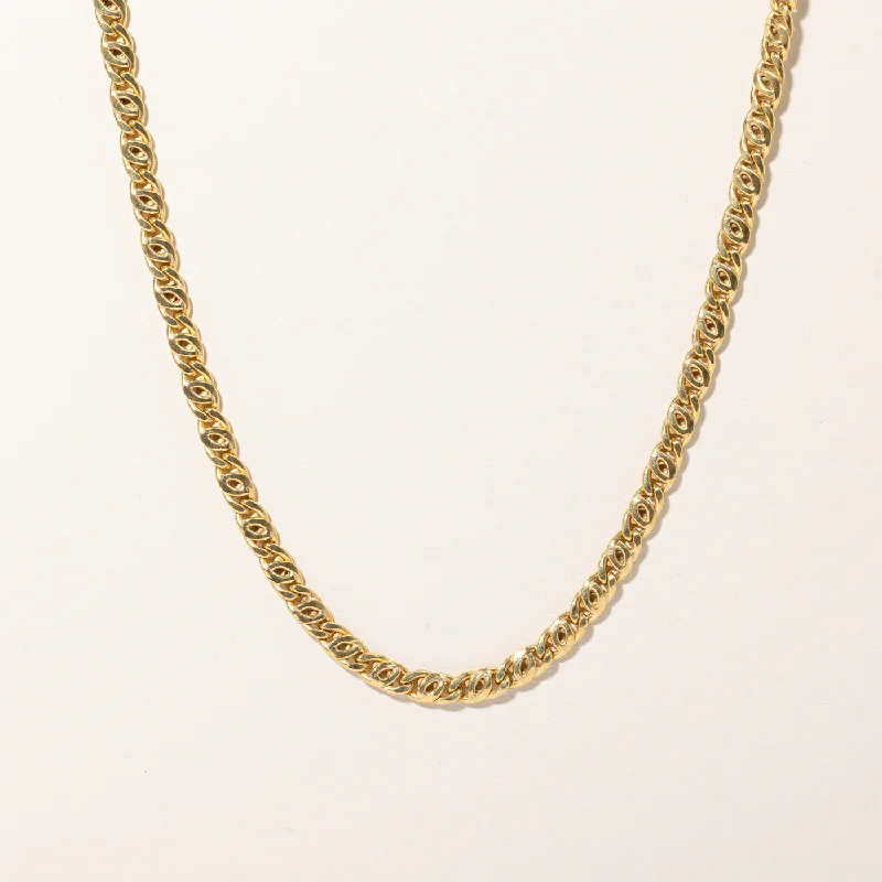 Fine beaded necklaces-18k Yellow Gold Unique Curb Link Chain | 18" |