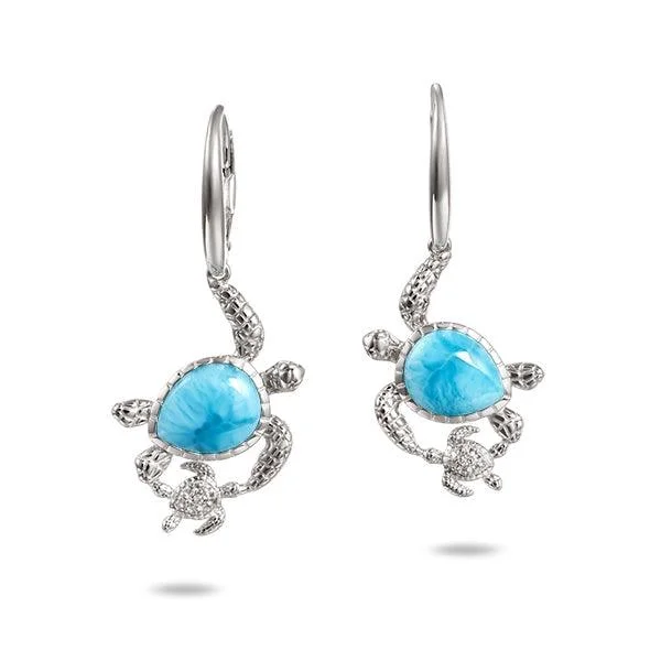 Gem weave earrings-Larimar Honu Aumakua Leverback Earrings by Alamea