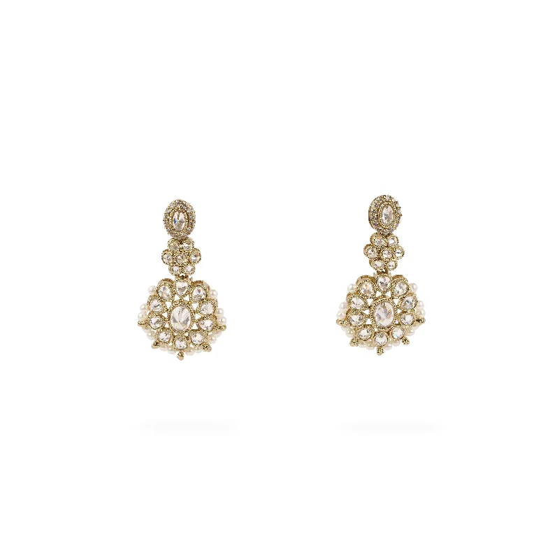 Gem weave earrings-Zoha Bead Edge Earrings in White