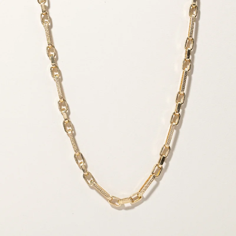 Smooth design necklaces-Textured Trombone Link Necklace | 20"|