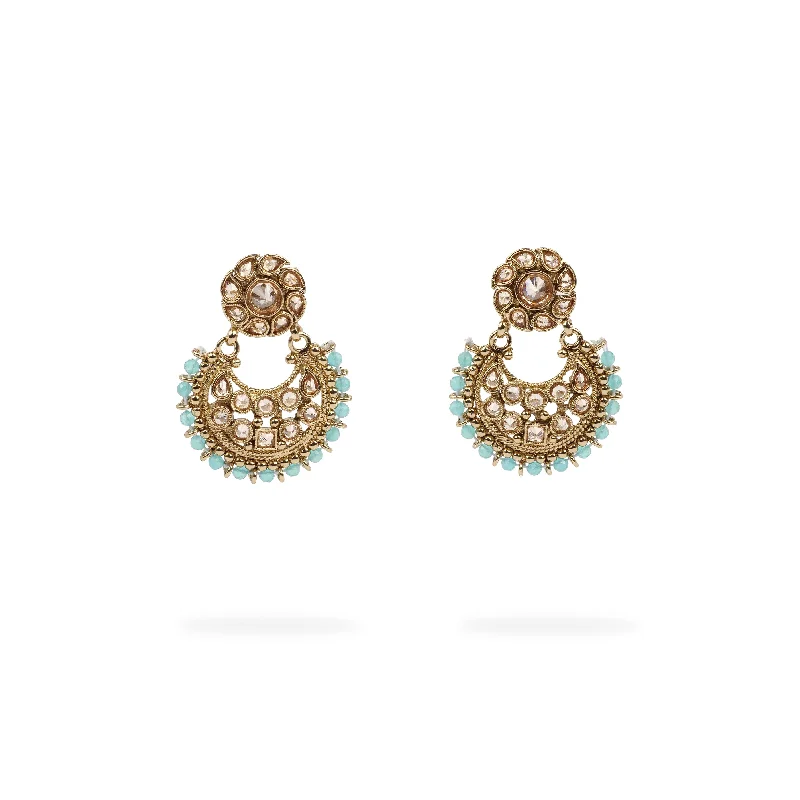 Clear pearl earrings-Amina Chandbali Earrings in Light Blue