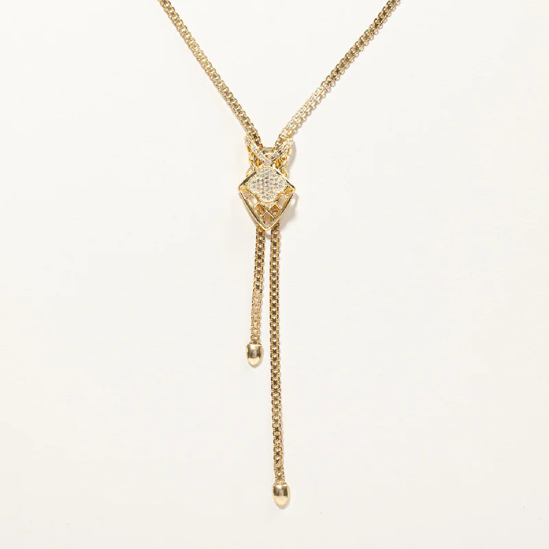 Family birthstone necklaces-Cluster Diamond Textured Adjustable Necklace | 0.14ctw | 34"|