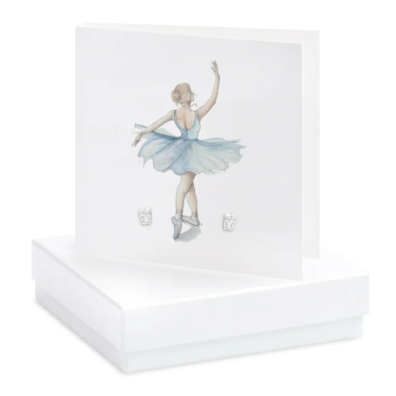 Boxed Sterling Silver Ballet Shoe Stud Earrings - Perfect for Dancers