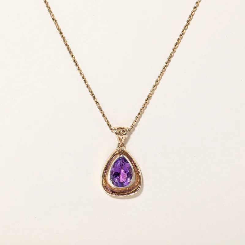 Cebu style necklaces-Amethyst Pendant Necklace | 12.00ct | 22" |