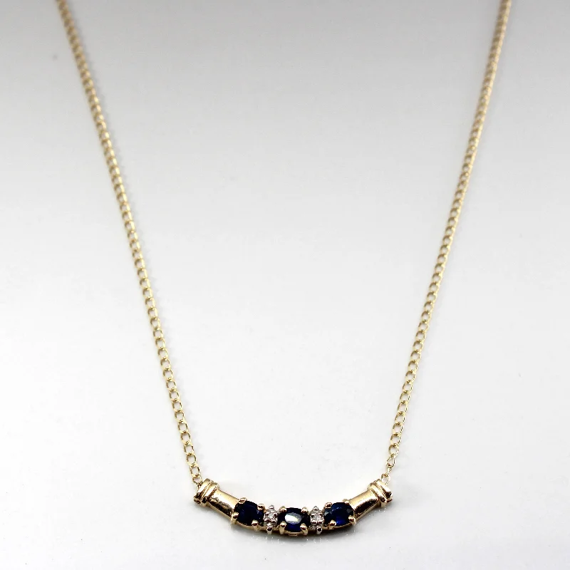 Tiny charm necklaces-Sapphire & Diamond Necklace | 0.60ctw | 0.01ctw | 18"|