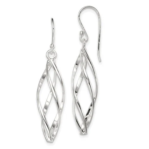 Tiny star earrings-Sterling Silver 50mm Long Twisted Dangle Earrings