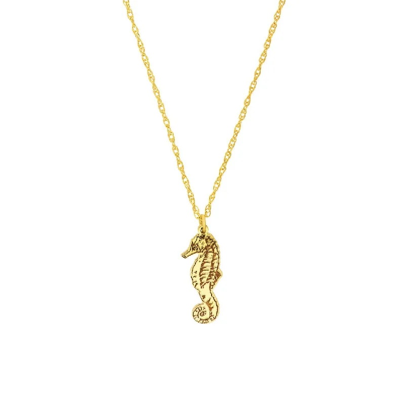 Pure crystal necklaces-14K Yellow Gold So You Seahorse Necklace