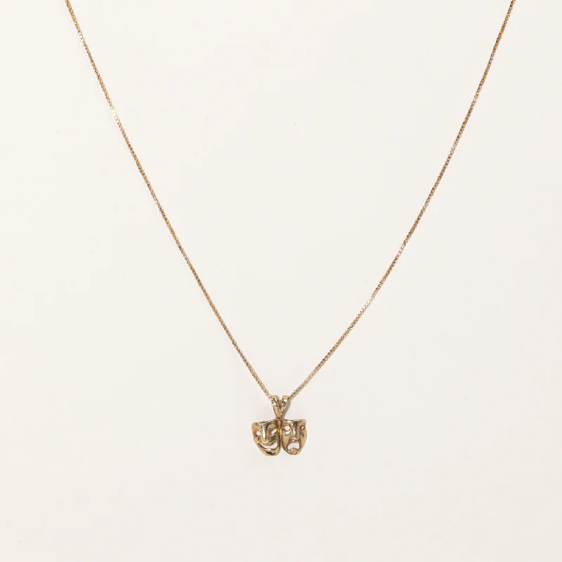 Bright bead necklaces-Gold Mask Pendant Necklace | 16" |