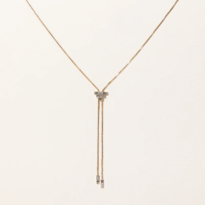 Garnet drop necklaces-Baguette Diamond Bolo Tie Necklace | 0.33ctw |