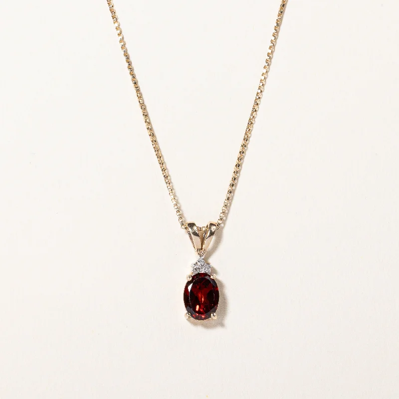 Pure crystal necklaces-Garnet & Diamond Pendant Necklace | 1.20ct, 0.015ctw | 18" |