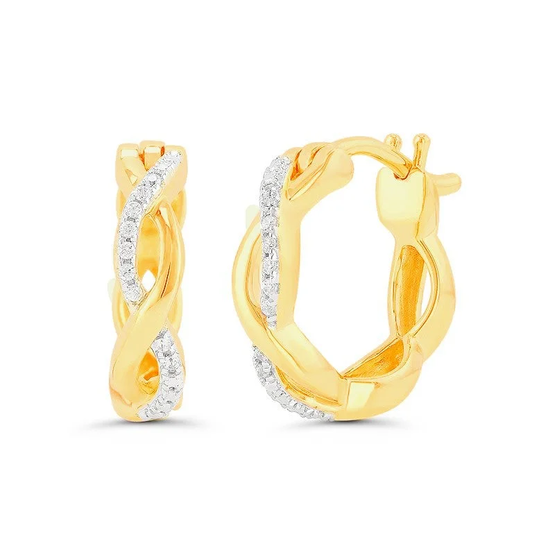 Thick statement earrings-.05ctw Diamond Infinity Hoop Earrings