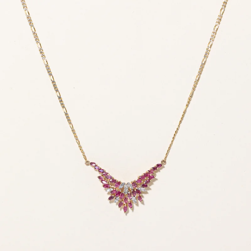 Shiny name necklaces-Ruby & Diamond Pendant Necklace | 1.60ctw, 0.30ctw | 19" |