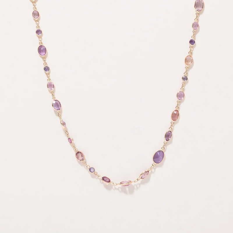 Agate stone necklaces-Multi Colour Sapphire Link Necklace | 20.00ctw | 32" |