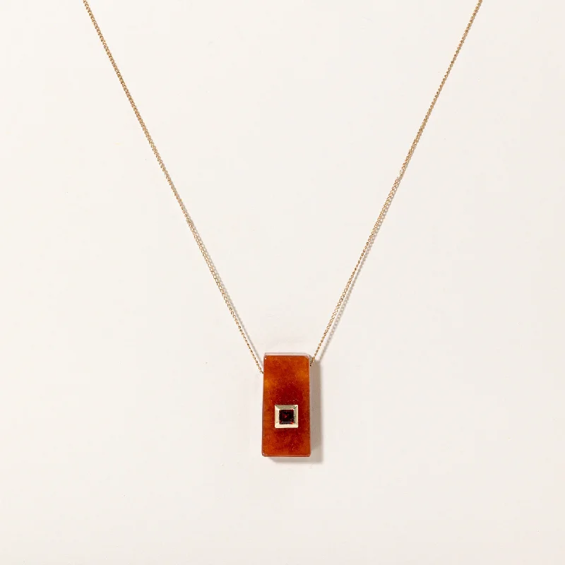 Spinel necklaces-Jadeite & Garnet Pendant Necklace | 35.00ct, 0.40ct | 22" |