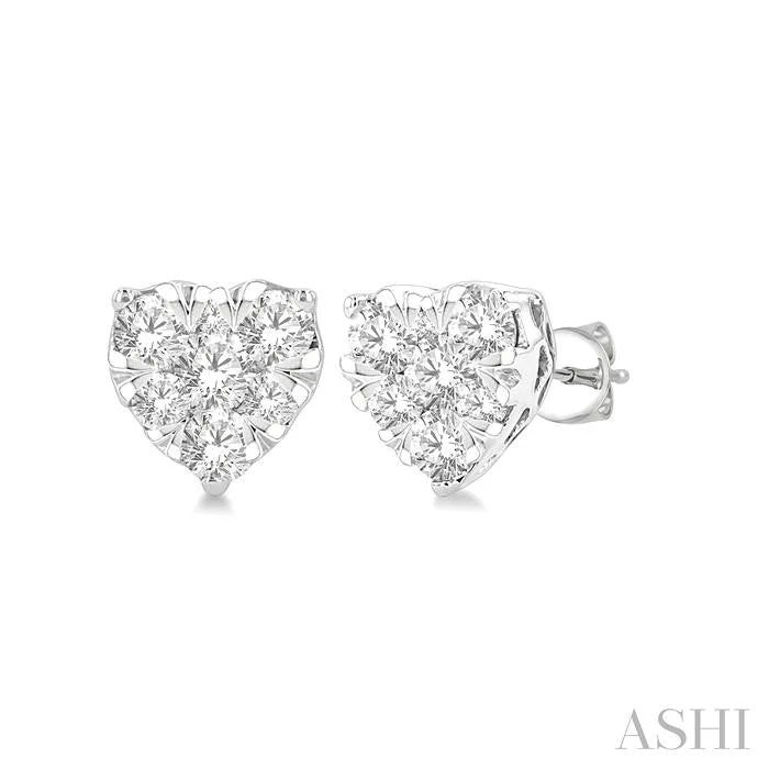 Vivid gem earrings-HEART SHAPE LOVEBRIGHT ESSENTIAL DIAMOND STUD EARRINGS