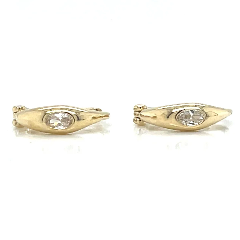 Surf theme earrings-9ct Yellow Gold Hoop Earrings With Cz