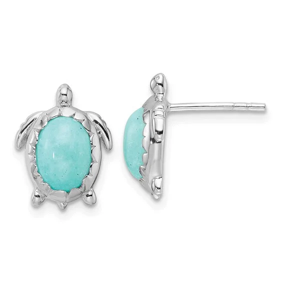 Tiny star earrings-Sterling Silver Amazonite Earrings