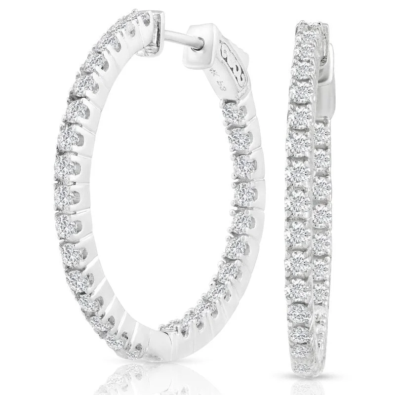 Full crescent earrings-2ctw Lab Grown Diamond In & Out Hoop Earrings