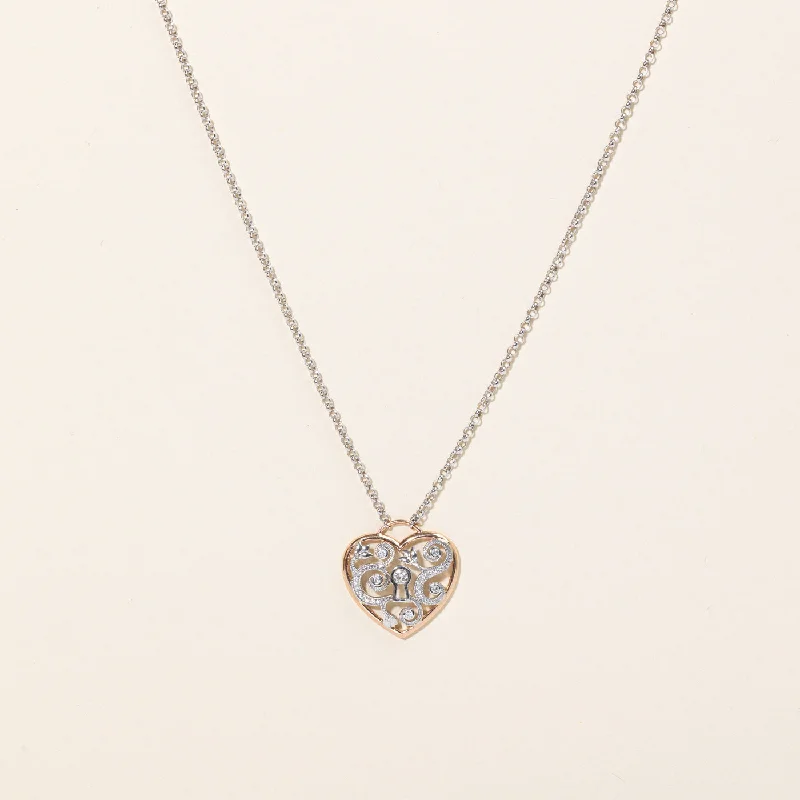 Petal motif necklaces-Diamond Heart Pendant & Necklace | 0.19ctw | 20" |