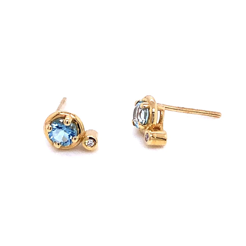 Two-sided earrings-Anma 14ct Gold Aquamarine & Diamond Earrings