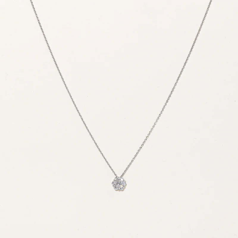 Wool thread necklaces-Birks' Diamond Cluster Pendant Necklace | 0.40ctw | 18" |