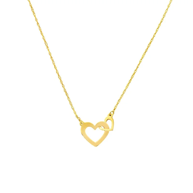 Swirl pattern necklaces-14K Yellow Gold So You Mini Interlocked Hearts Adjustable Necklace