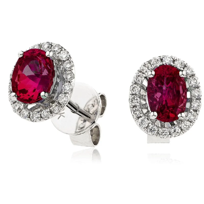 Full crescent earrings-RUBY HALO STUD EARRINGS