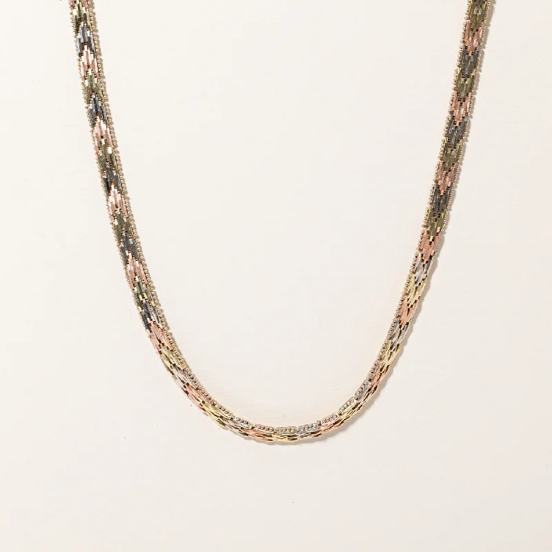 Bent pendant necklaces-14k Tri Tone Gold Plate Link Necklace | 16" |