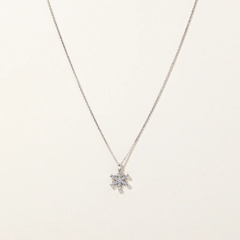 Stellar charm necklaces-Diamond Snowflake Pendant Necklace | 0.15ctw | 19" |